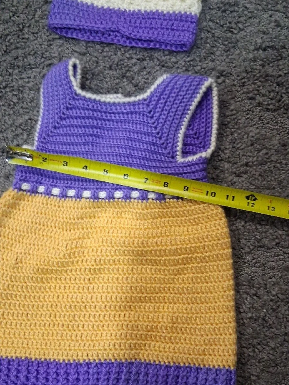 Handmade Kids Crochet Matching Set in Purple and Yellow